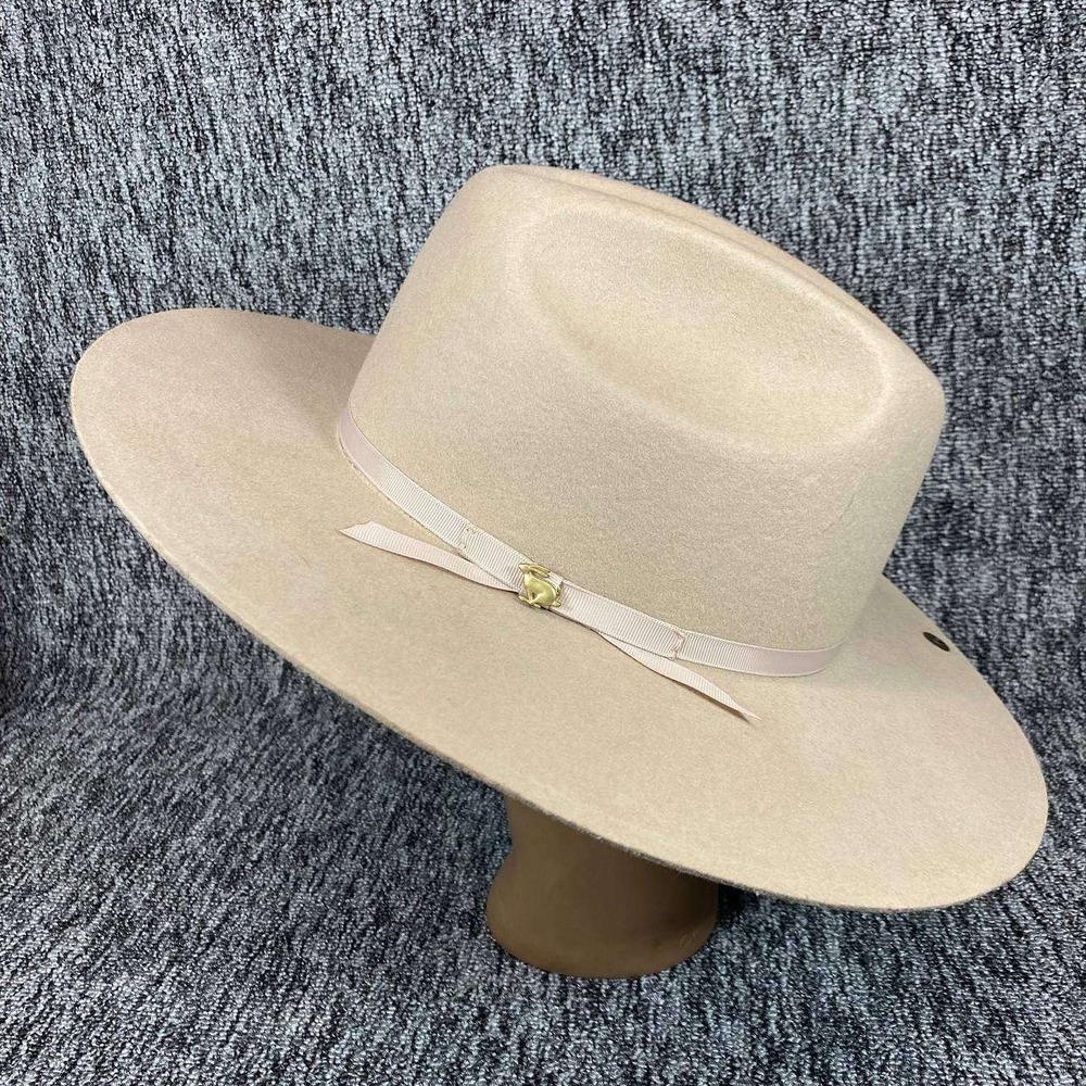 Peter Grimm Wide Brim Fedora Hat Tan Wool Felt Boho Western Rabbit Pin Unisex - Picture 5 of 9